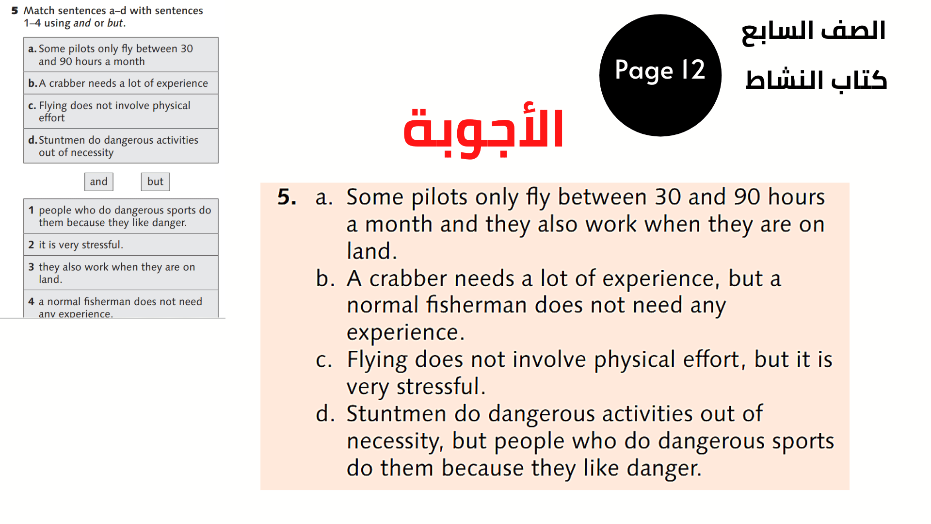  إجوبة كتاب النشاط الصف السابع الوحدة الأولى