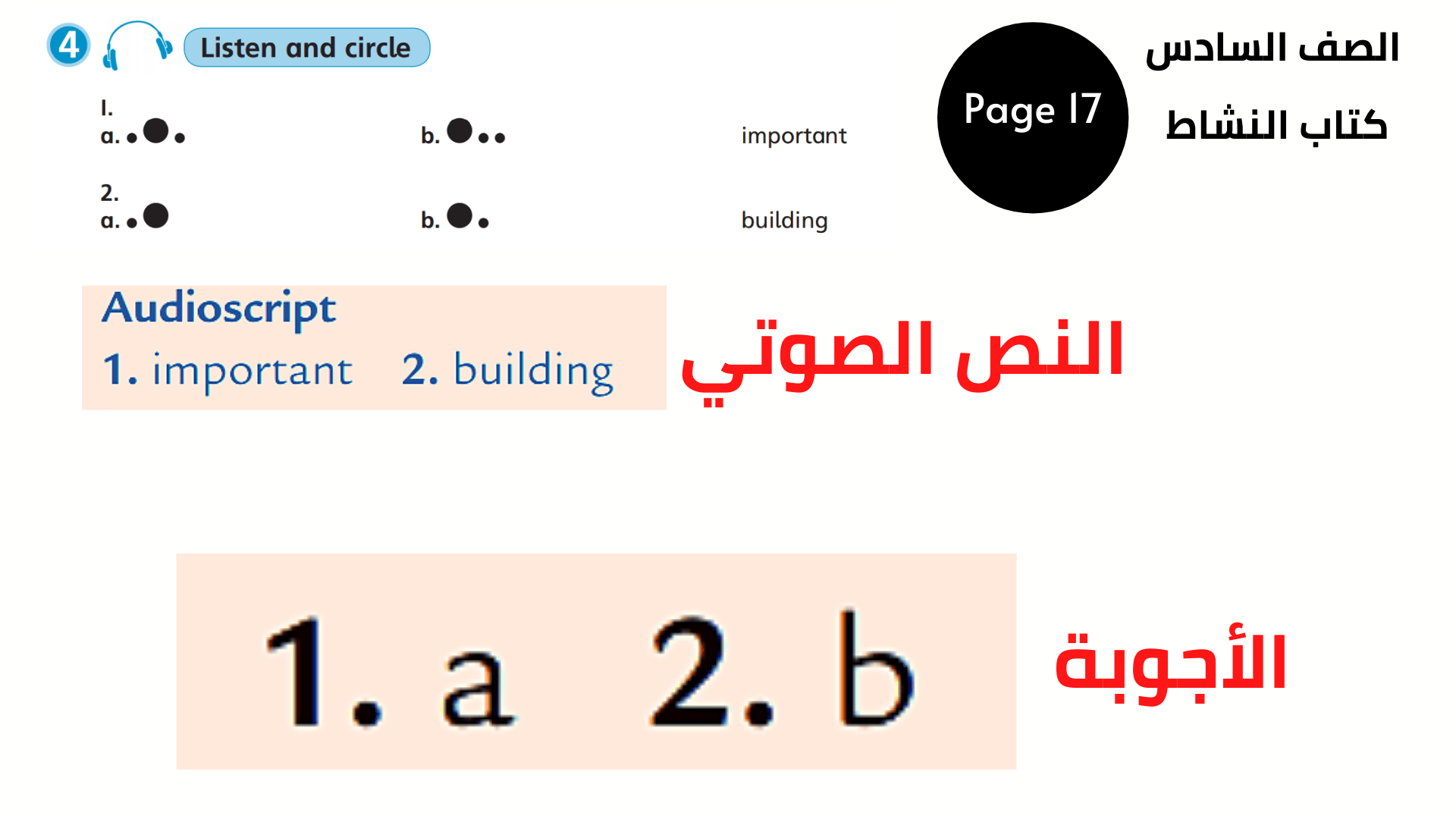 كتاب النشاط ، الصفحة 17 ، التمرين 4 السادس المنهاج الأردني المراجعة 1