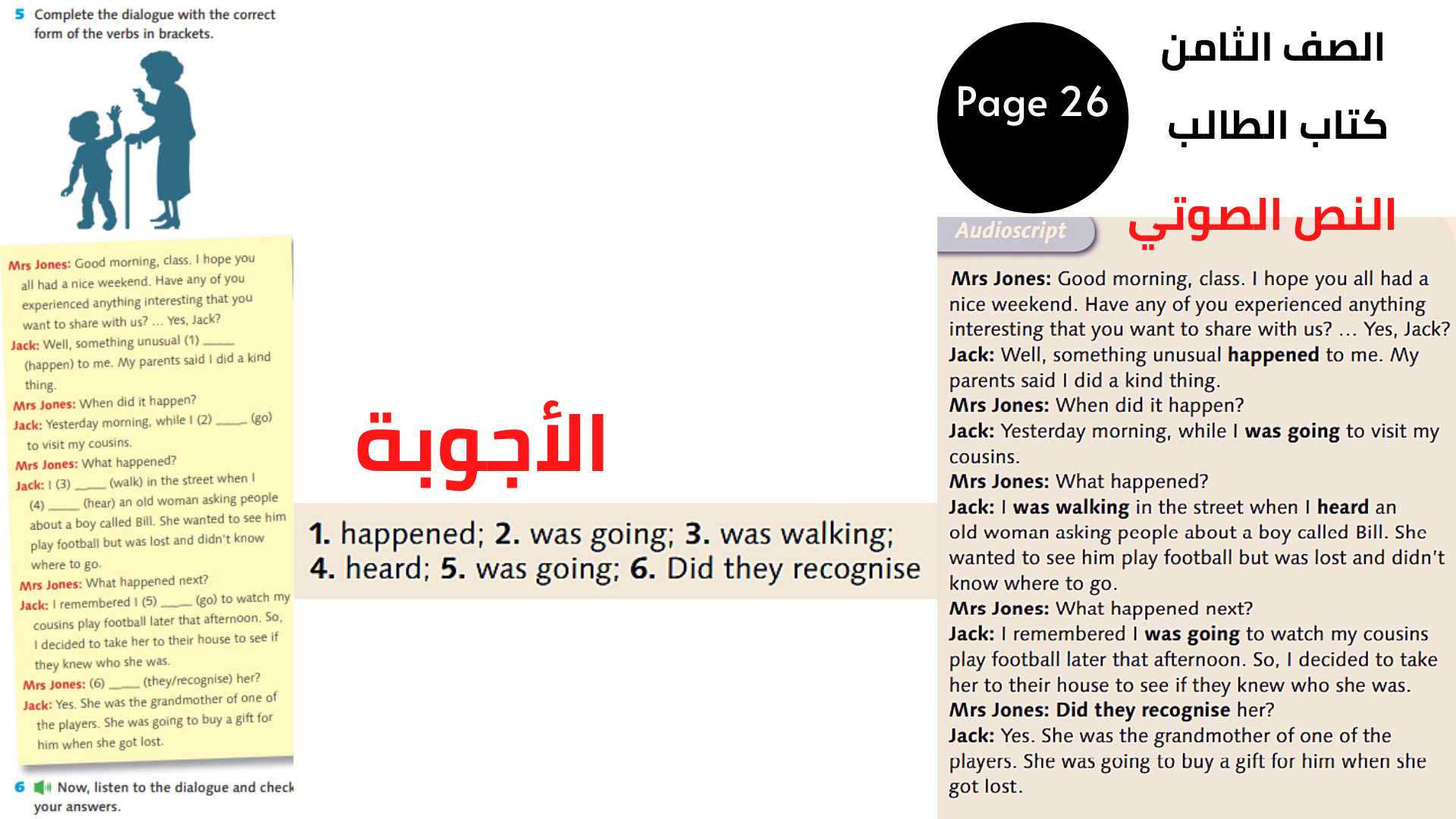 الصفحة 26 ، التمرين 5 الثامن المنهاج الأردني الوحدة الثالثة