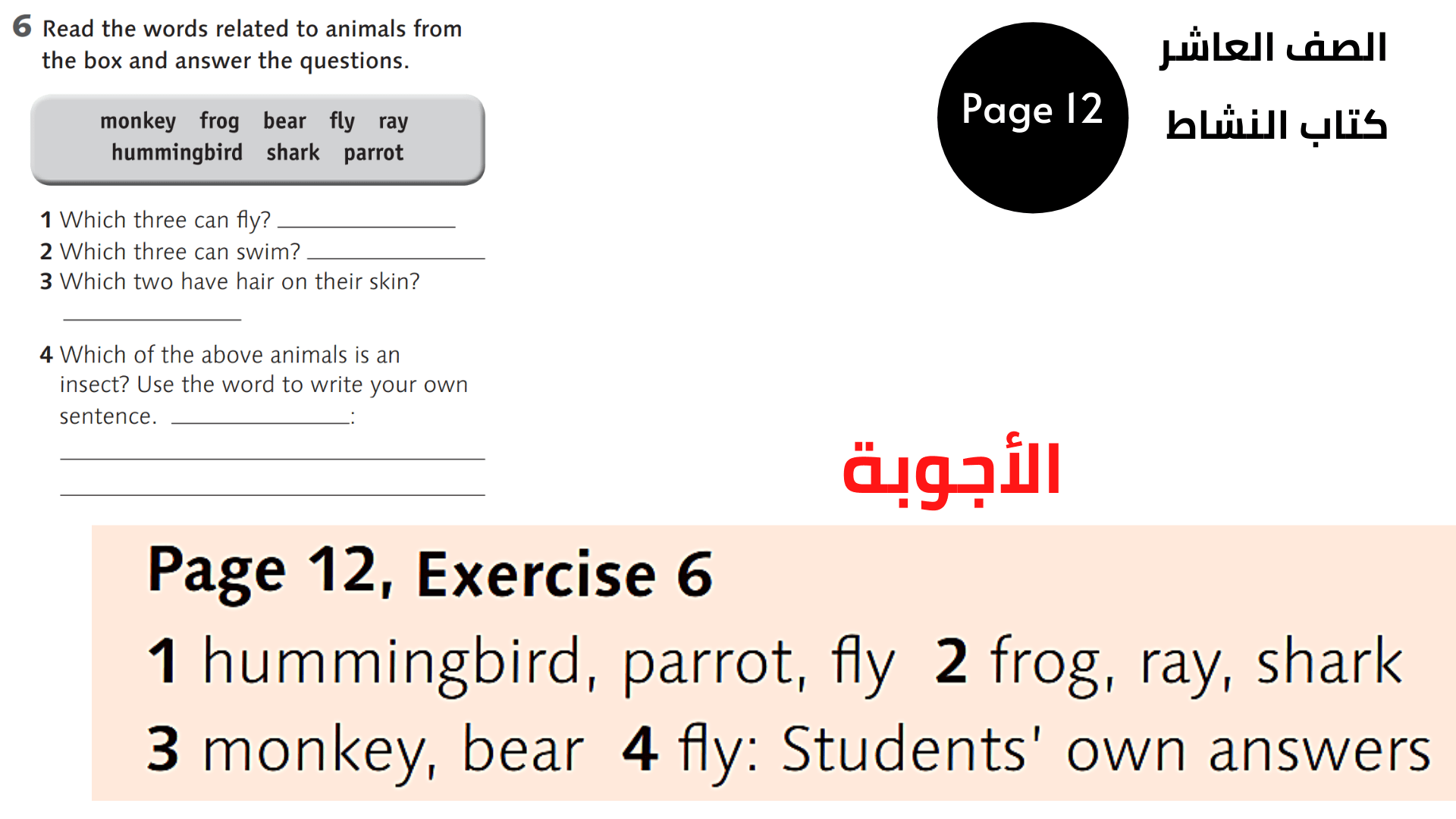 الصفحة 12 ، التمرين 6