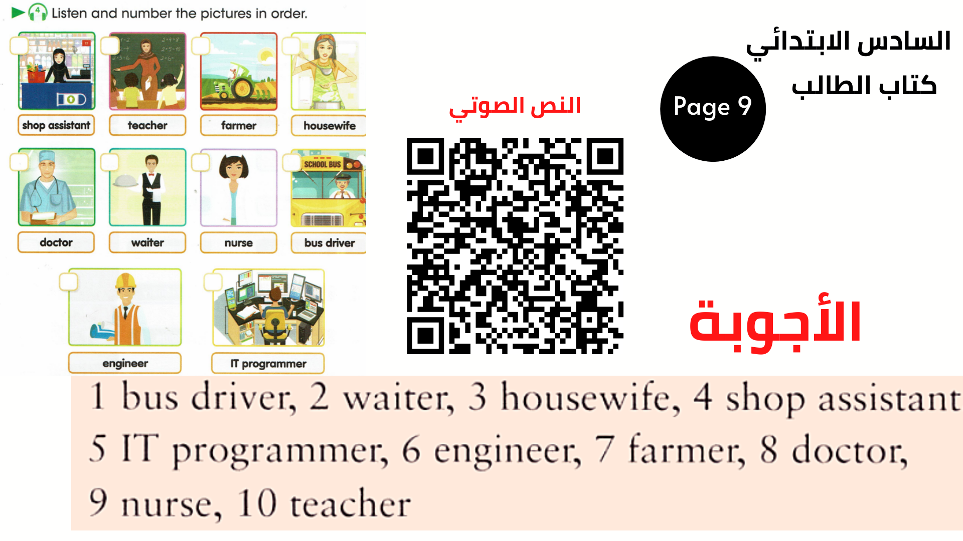 Answers الأجوبة الصف السادس الإبتدائي الوحدة الأولى