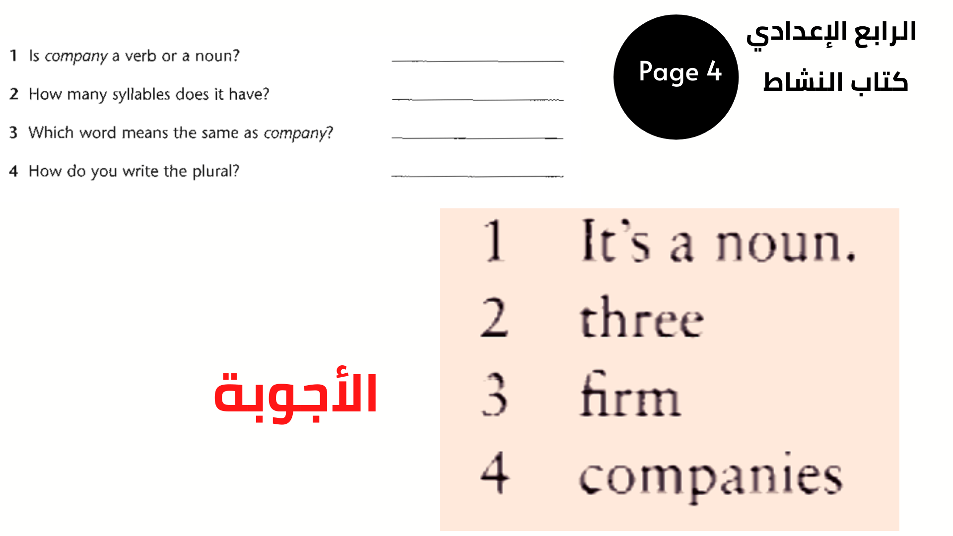 Activity Book, Page 4, Exercise C الصف الرابع الإعدادي المنهاج العراقي الوحدة الأولى