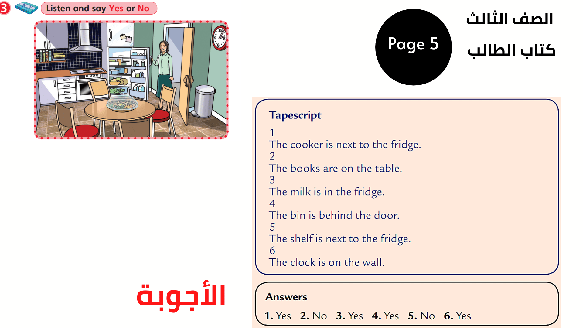 Pupil’s Book, Page 5, Exercise 3 الثالث المنهاج الأردني الوحدة الأولى 
