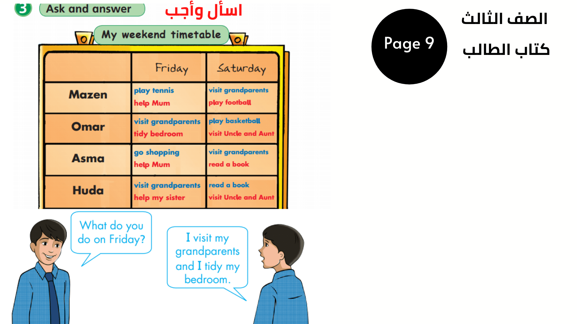 كتاب التلميذ ، صفحة 9 ، التمرين 3