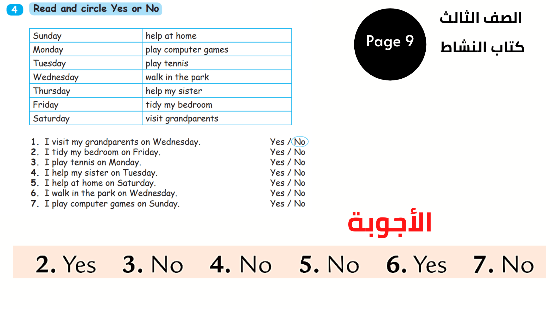 كتاب النشاط ، صفحة 9 ، التمرين 4