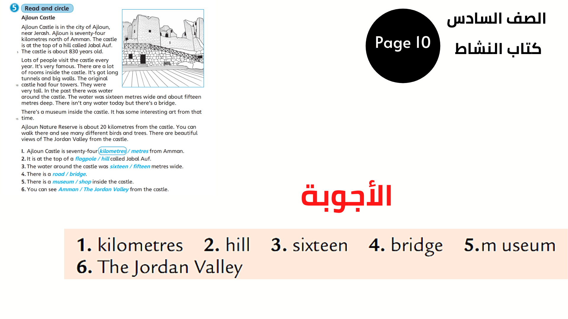 كتاب النشاط ، الصفحة 10 ، تمرين 5 السادس المنهاج الأردني الوحدة الثانية
