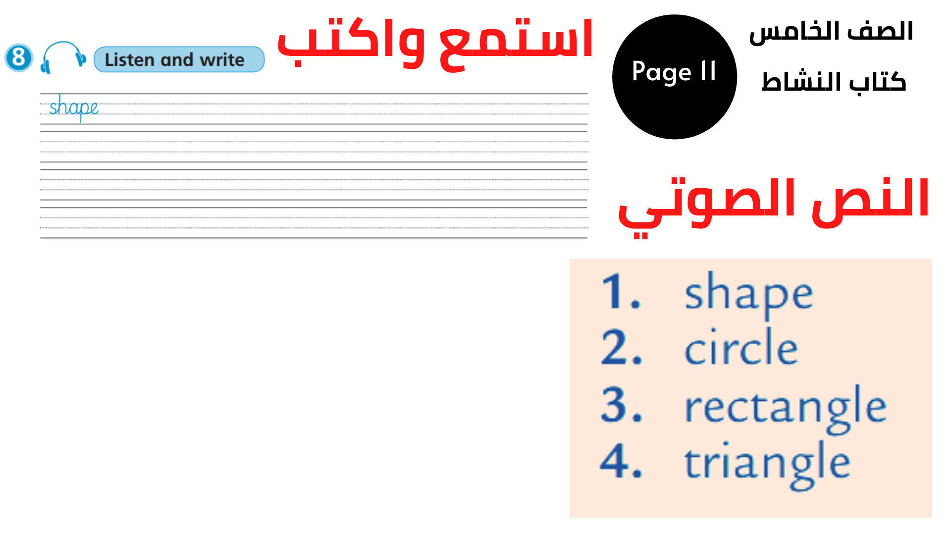 كتاب النشاط ، صفحة 11 ، التمرين 8