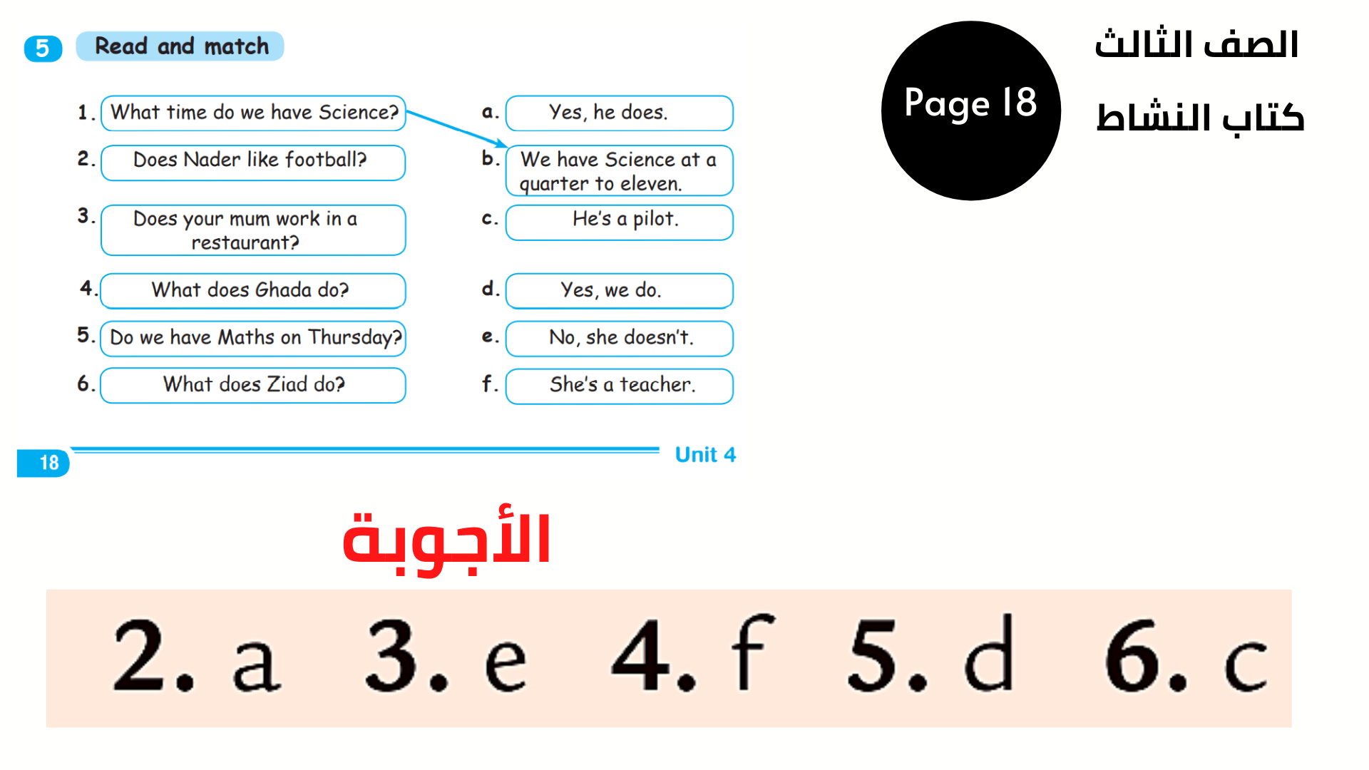 كتاب النشاط ، صفحة 18 ، التمرين 5