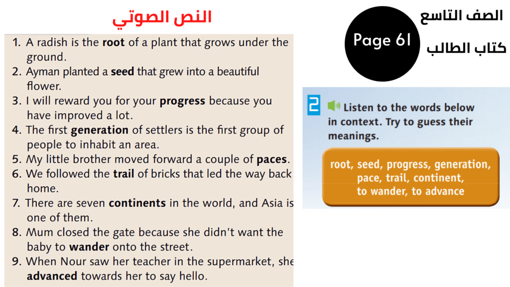 كتاب الطالب Student’s Book
 صفحة Page 61