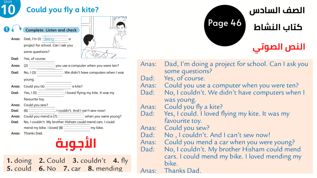 السادس المنهاج الأردني الوحدة العاشرة