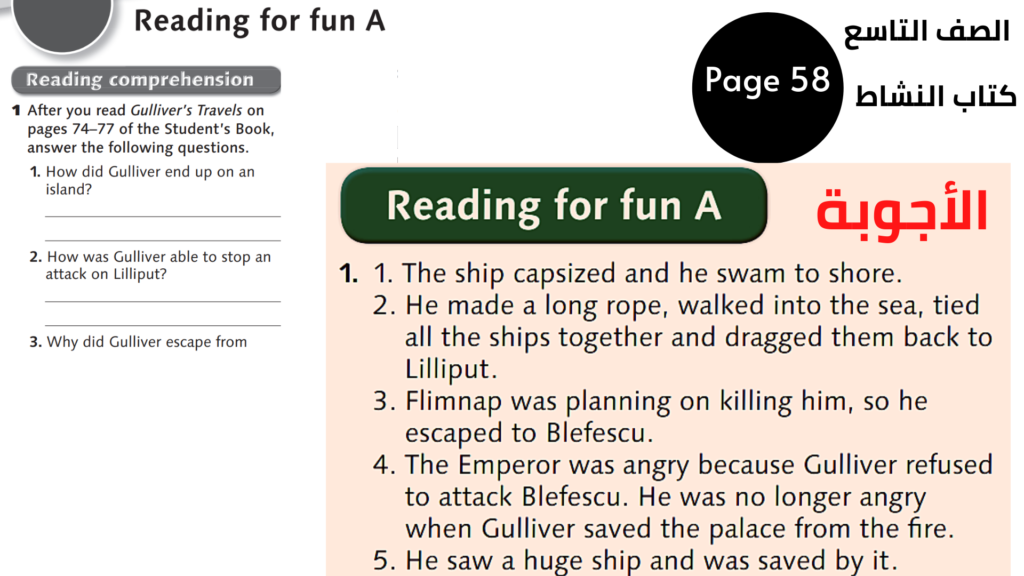 Reading for fun A
 صفحة Page 58