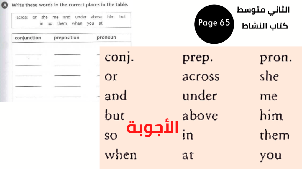 AB65 كتاب النشاط صفحة 
EX A تمرين