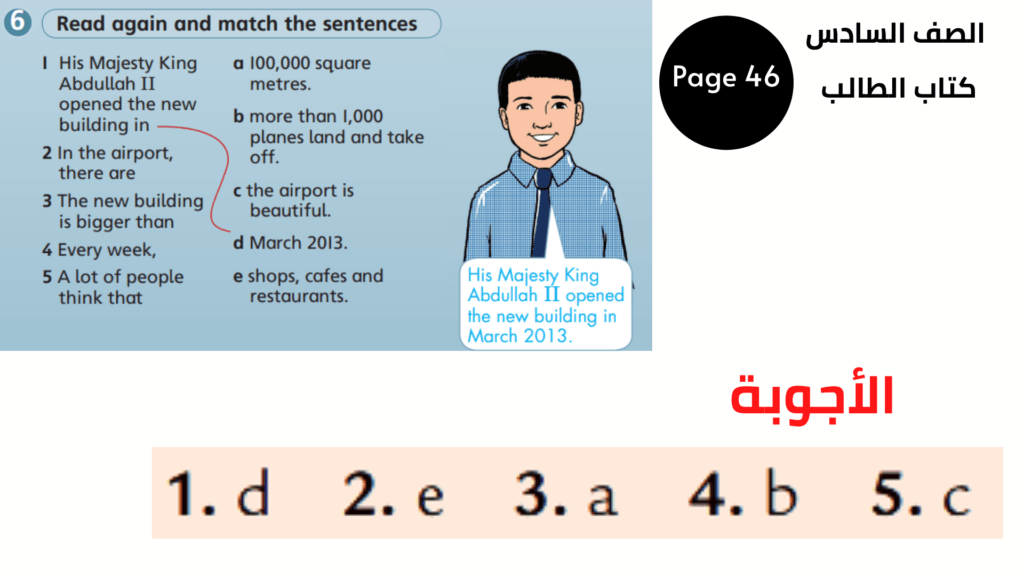 Pupil’s Book, Page 46, Exercise 6
الصف السادس