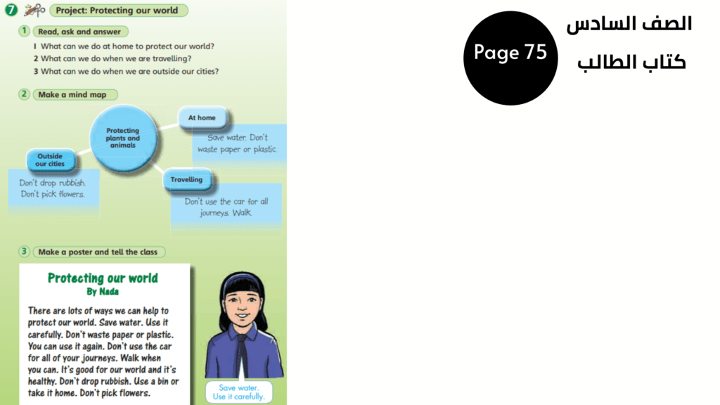 Pupil’s Book, Page 75, Exercise 7
الصف السادس