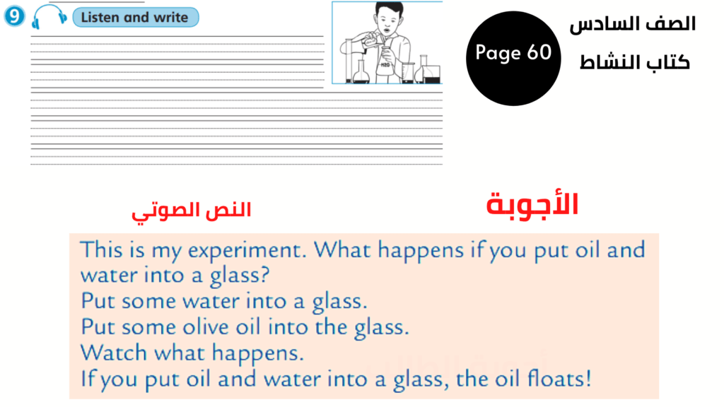 Activity Book, Page 60, Exercise 9
االصف السادس